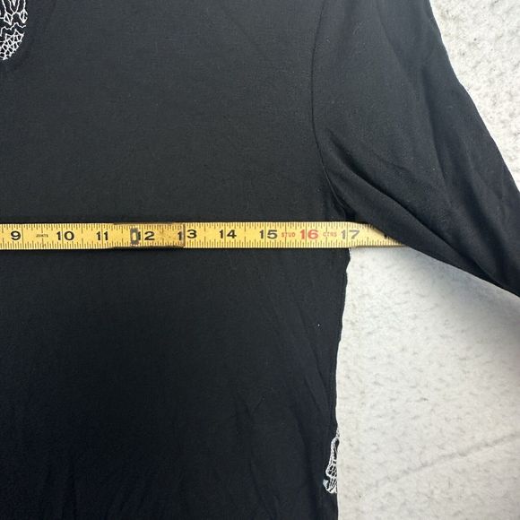 Cupio Blouse Women Medium Black Mandala Pattern Keyhole Back Flared Long Sleeve - Picture 8 of 10